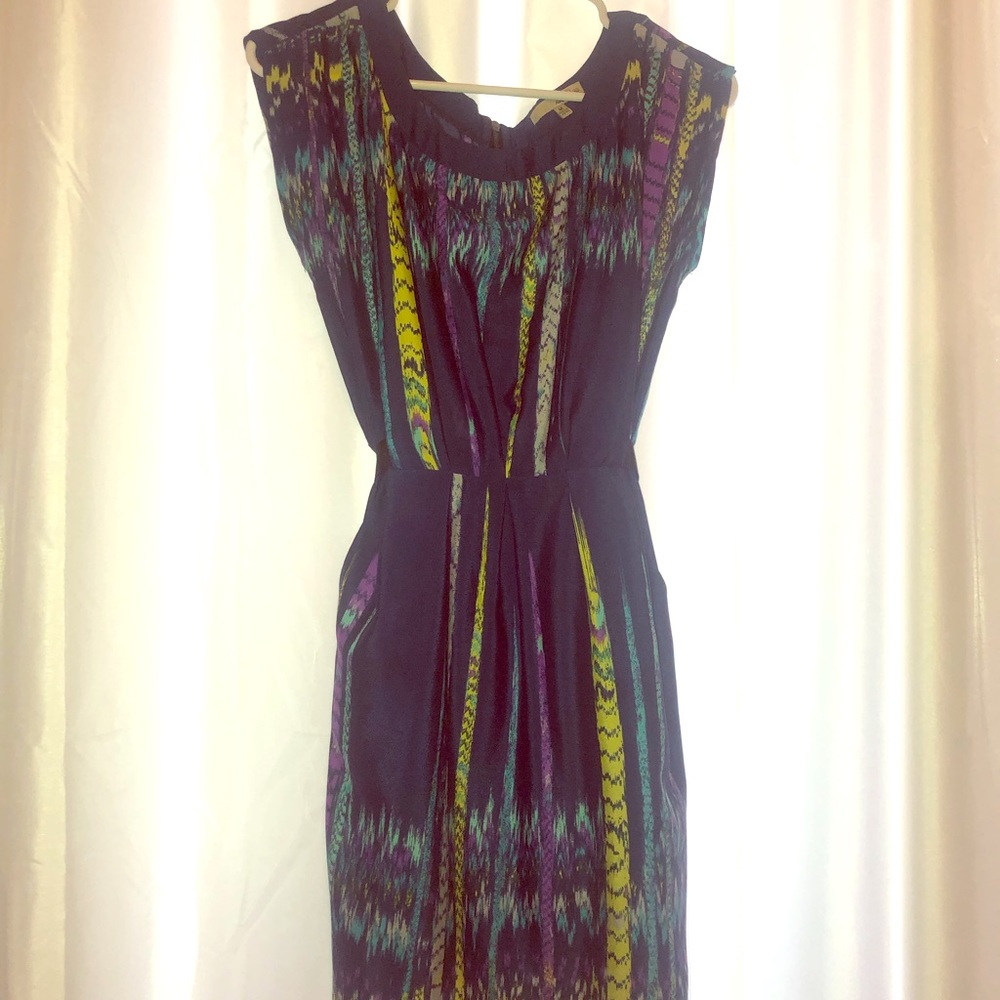 Short Sleeved Blue And Yellow Summer Dress.